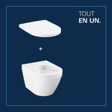 Ensemble WC suspendu compact - Sortie horizontale - Sans bride - GROHE Euro Ceramic Triple Vortex (102 486 SH00)
