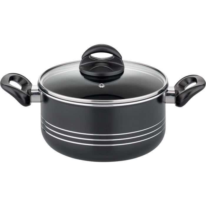 Batterie de cuisine - Induction - GSW - MILANO NERO - 15 pieces - Aluminium massif - Noir