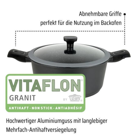 Marmite fonte d'aluminium - GSW - EASY CLICK - 20 cm - Induction - Noir