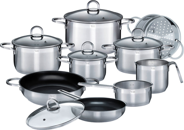 Batterie de cuisine - Induction - GSW - ALARA - Acier inoxydable massif 18/10 - 14 pieces