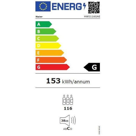 Cave a vin de vieillissement - HAIER HWS116GAE - Pose libre - 116 bouteilles H126.5 x L59,5 cm - Noir