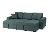 Canapé d'angle convertible réversible 4 places - Tissu Vert - L 244 x P 151 x H 90 - HAMILTON - Fabriqué en Ukraine