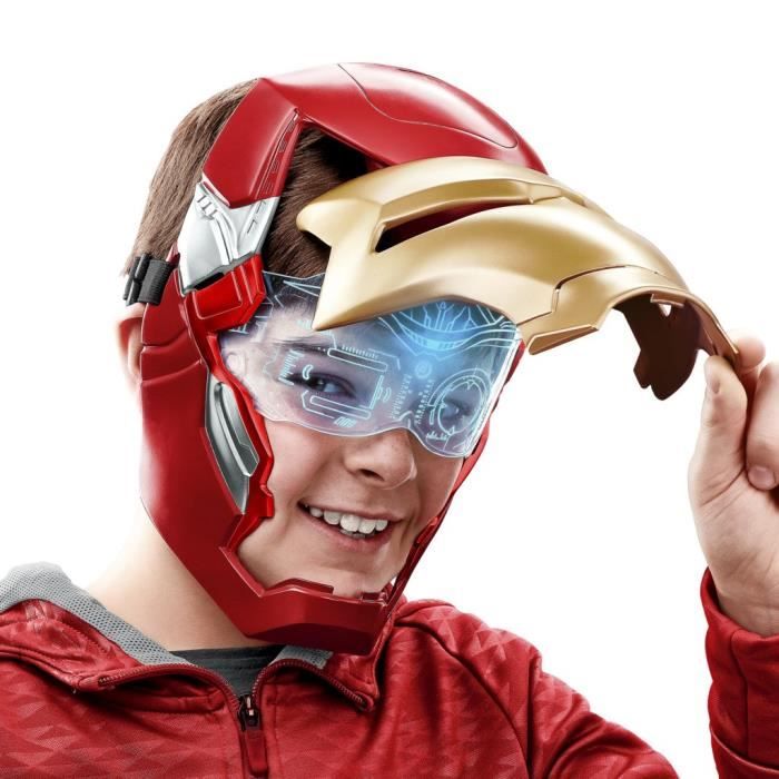 Masque électronique d'Iron Man a visiere mobile, avec effets lumineux, Pour enfnant pour se déguiser comme son héros préféré, Des 5
