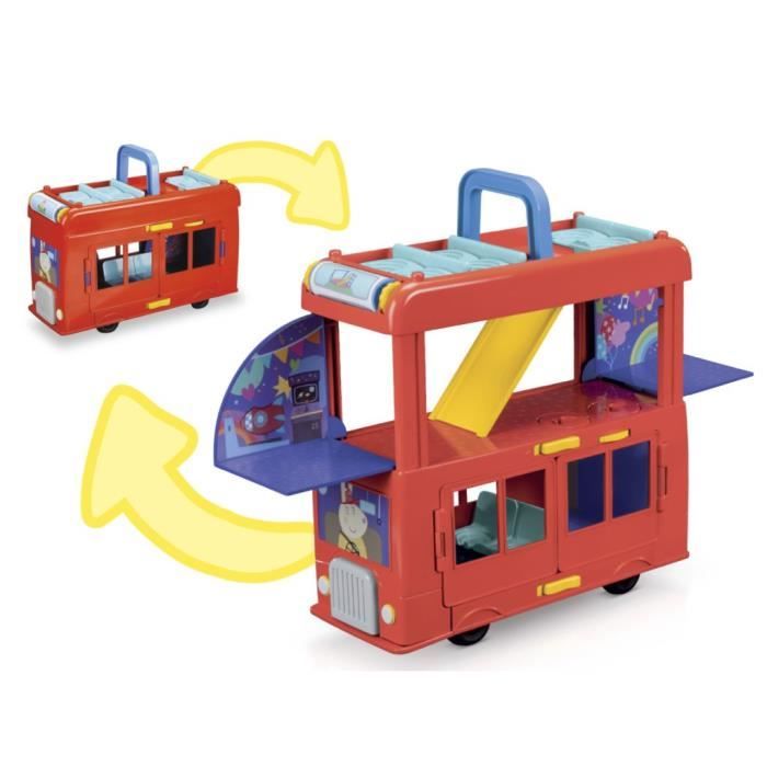 Peppa Pig, coffret Bus en fete 2 en 1 avec 3 figurines et 13 accessoires, jouets préscolaires pour filles et garçons, des 3 ans