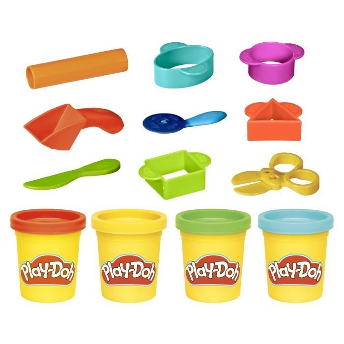 Play-Doh Mon 1er Kit, 9 accessoires avec étui de rangement et 4 pots de pâte a modeler, loisir créatif pour tout-petits, Des 3 ans