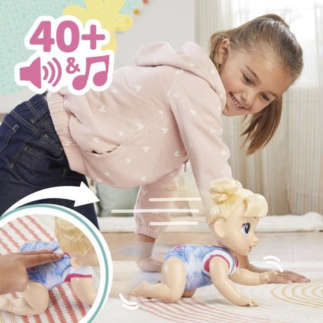 Baby Alive, Harper Hugs Marche a 4 pattes, poupée électronique de 27  cm marchant a 4 pattes, cheveux blonds, a partir de 3 ans