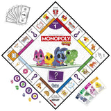 Monopoly Junior 2 en 1 carré (édition 2026), Jeu de Plateau, Plateau réversible, 2 a 4 Joueurs, 20 Min, Version française, des 4 ans
