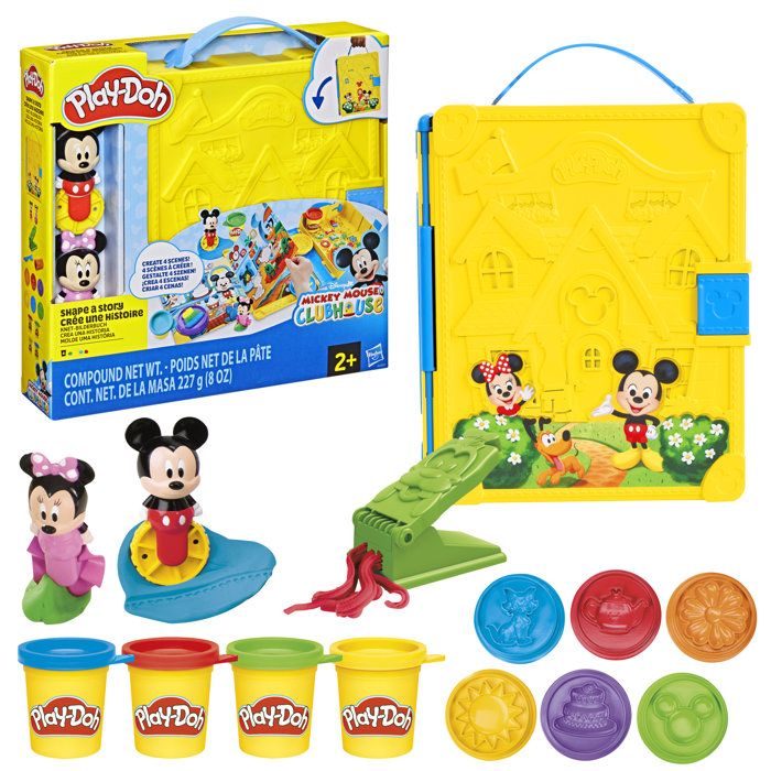 Play-Doh Disney Junior Crée une histoire, coffret de pâte a modeler portatif, loisirs créatifs Mickey & Minnie, des 2 ans
