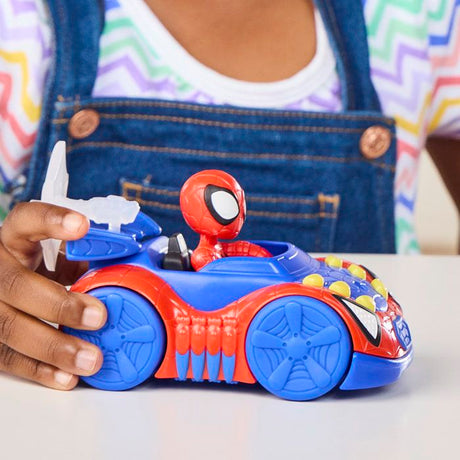 Véhicule Arachno-Bolide de Spidey avec Figurine de 7,5 cm et Accessoire, Jouets pour Enfants, des 3 Ans, Spidey et Ses Amis Extraord