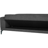 Canapé convertible 3 places  - HENRY - Tissu gris clair - 3 coussins - coffre de rangement -  234 x 85 x 84 cm