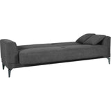 Canapé convertible 3 places  - HENRY - Tissu gris clair - 3 coussins - coffre de rangement -  234 x 85 x 84 cm