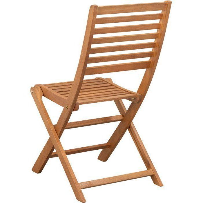 Lot de 4 chaises de jardin pliantes - EDEN - Bois Eucalyptus FSC - 57,5 x 46,5 x H90 cm