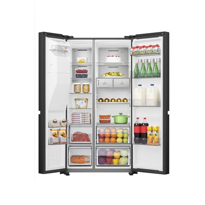 Réfrigérateur Américain - HISENSE - RS818N4TFC - 632 L - Classe C - 91 x 73 x 179 cm - Inox noir