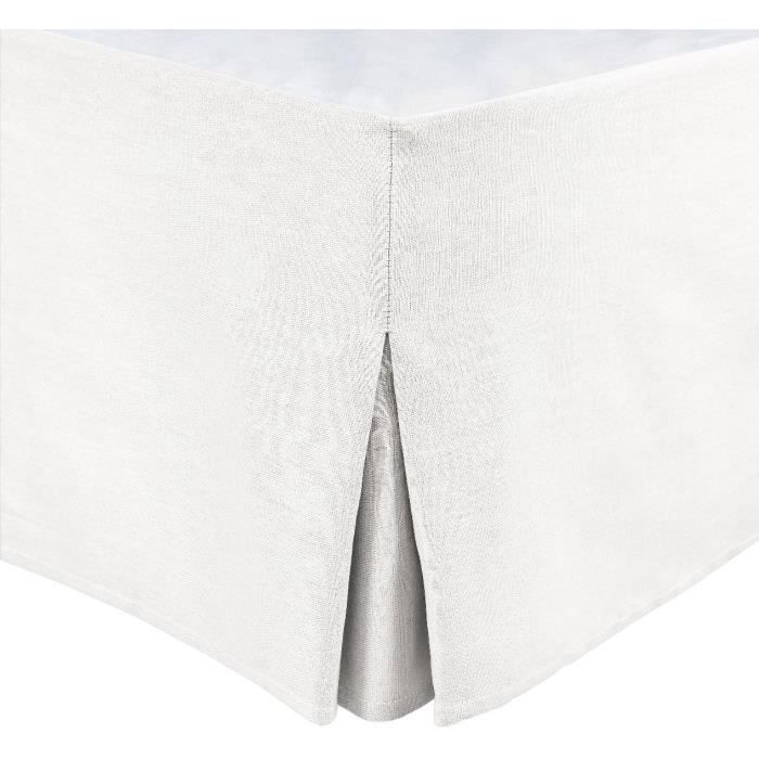 Cache sommier - HOME LINGE PASSION - 180 x 200 cm + 30 cm - Blanc