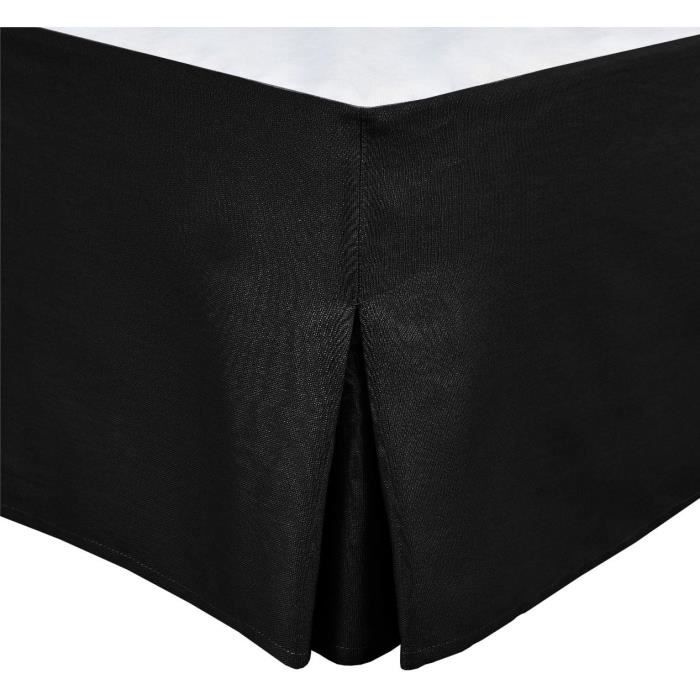 Cache sommier - HOME LINGE PASSION - 180 x 200 cm + 30 cm - Noir