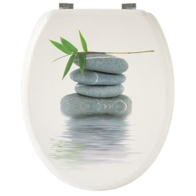 Abattant WC Galets gris - GELCO - Universel - Bois moulé MDF - Fixations universelles