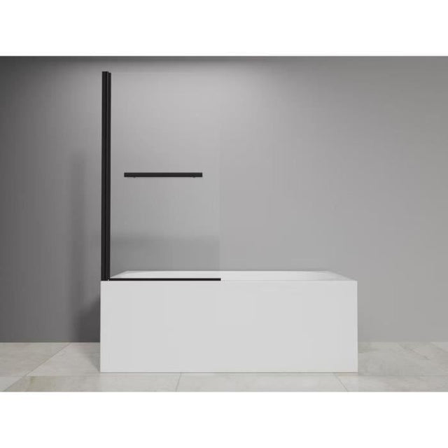 Pare baignoire 1 volet + porte serviettes - HOME GENERATION - Mila noir - 80 x 140 cm