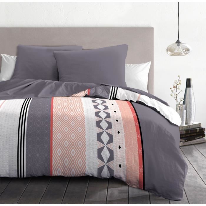 Parure de couette microfibre HOME PASSION BLING - 1 housse de couette 240 x 260 cm + 2 taies d'oreiller 63 x 63 cm - Bleu