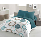 Parure de couette HOME LINGE PASSION Audace - couette 220 x 240 cm + 2 taies d'oreiller 63x63 cm - Bleu canard