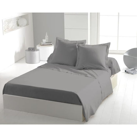 Drap plat - HOME LINGE PASSION - Microfibre 82 g - 180 x 290 cm - 1 personne - Gris clair