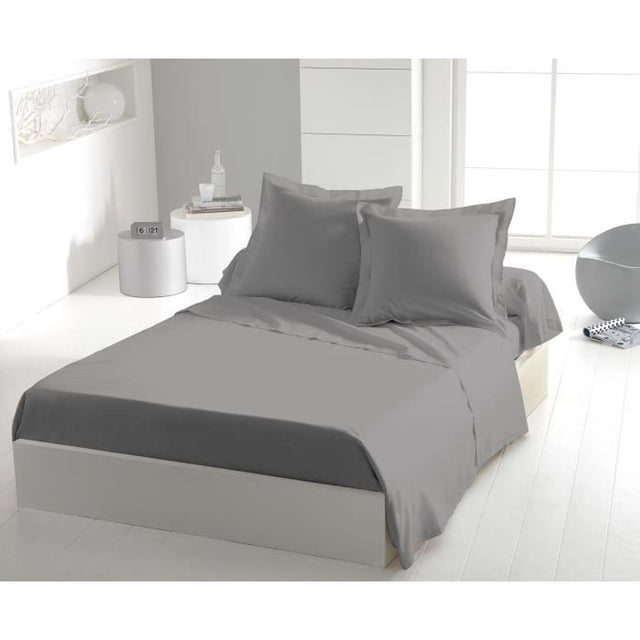 Drap plat - HOME LINGE PASSION - Microfibre 82 g - 180 x 290 cm - 1 personne - Gris clair