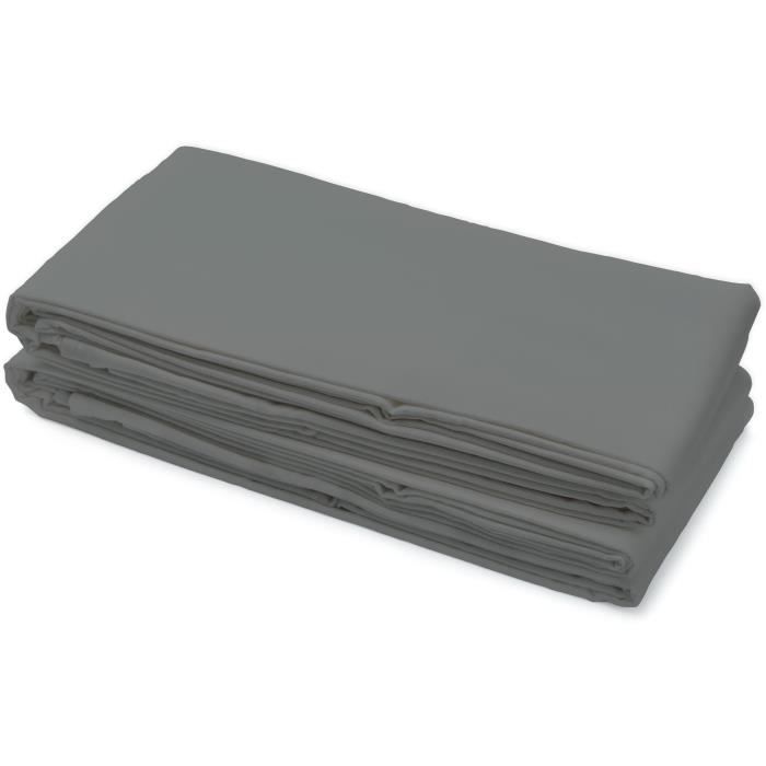 Drap plat - HOME LINGE PASSION - Microfibre 82 g - 180 x 290 cm - 1 personne - Anthracite