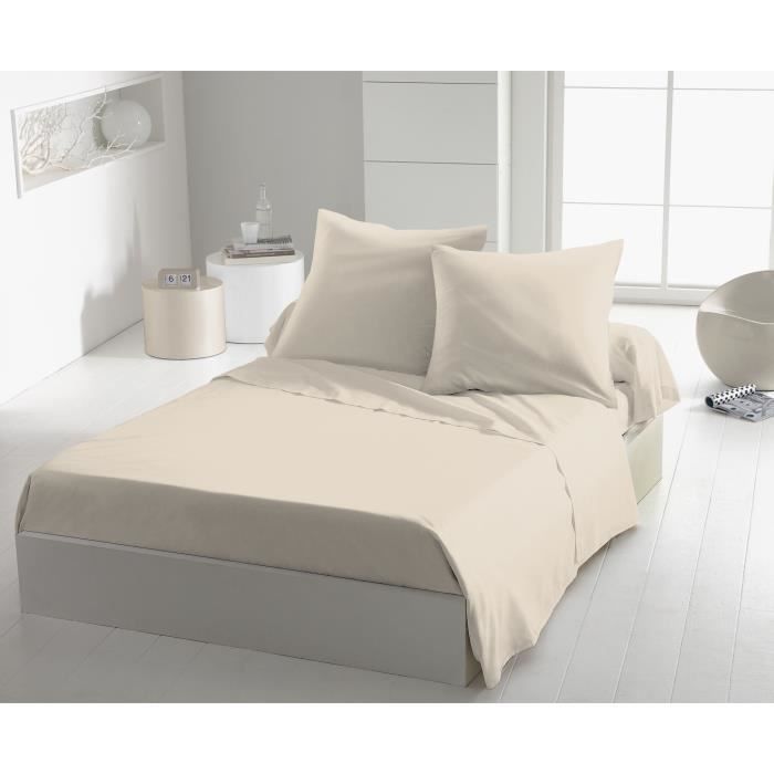 Drap plat - HOME LINGE PASSION - HP72098 - Microfibre 82 g - 180 x 290 cm - Beige ivoire
