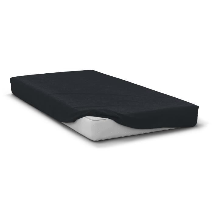 Drap housse - HOME LINGE PASSION - HP72107 - Microfibre 82 g - 140 x 190 cm - Bonnet 30 cm - Noir