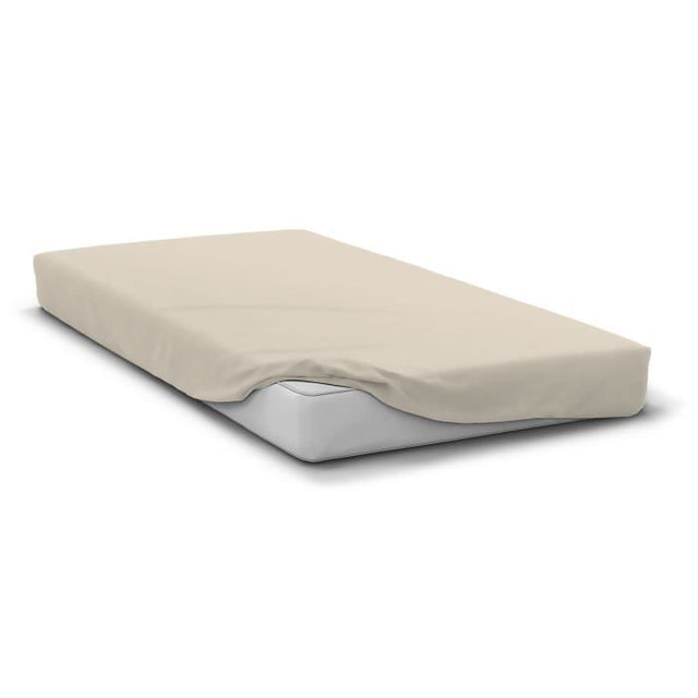 Drap housse - HOME LINGE PASSION - HP72116 - Microfibre 82 g - 90 x 190 cm - Bonnet 30 cm - Beige ivoire