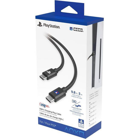 Câble de charge USB-C a USB-C - Hori - PlayStation pour manette DualSense et DualSense Edge PS5 - Longueur 3 m - Noir