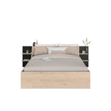 HORN Lit adulte 140 x 190 / 200 cm - Avec tiroir de rangement - Décor chene et noir – PARISOT