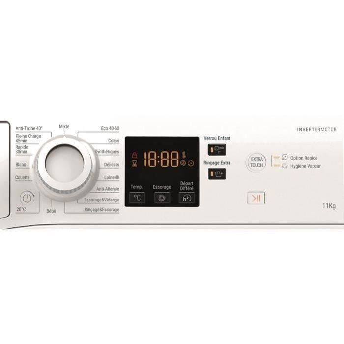 Lave-linge hublot HOTPOINT NS11469FWKFR -  11 kg - Induction - L60cm - 1400 trs/min - Classe A - Blanc