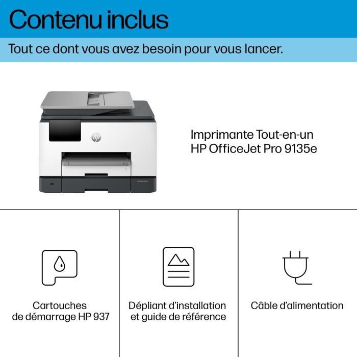 Imprimante HP OfficeJet Pro 9135e Tout-en-un Couleur Recto Verso, 6 mois Instant Ink inclus avec HP+