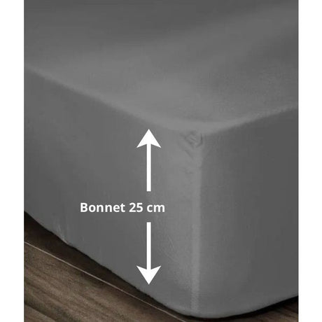 LOVELY HOME Drap Housse 100% coton 160x200x25 cm - Gris foncé