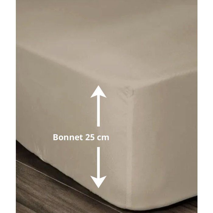 LOVELY HOME Drap Housse 100% coton 160x200x25 cm beige
