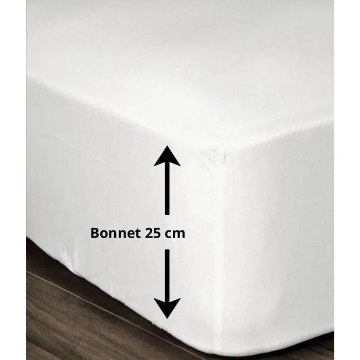 LOVELY HOME Drap Housse 100% coton 160x200x25 cm blanc