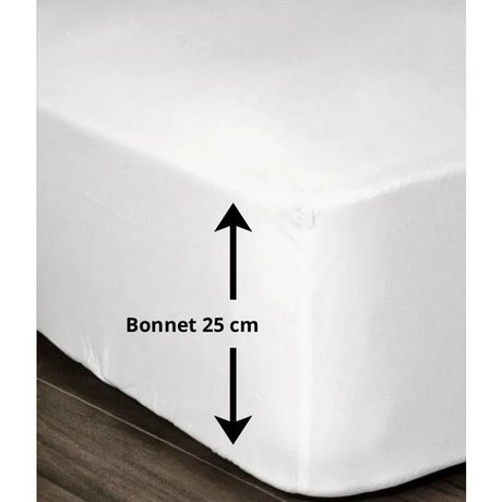 LOVELY HOME Drap Housse 100% coton 180x200x25 cm blanc