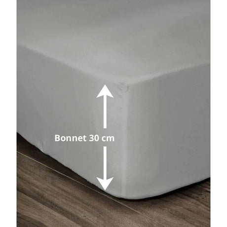 LOVELY HOME Drap Housse 100% coton 90x190x30 cm gris clair