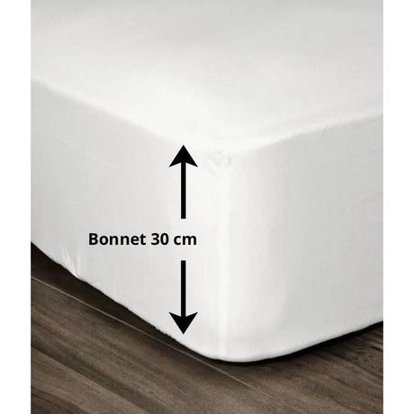 LOVELY HOME Drap Housse 100% coton 140x190x30 cm blanc
