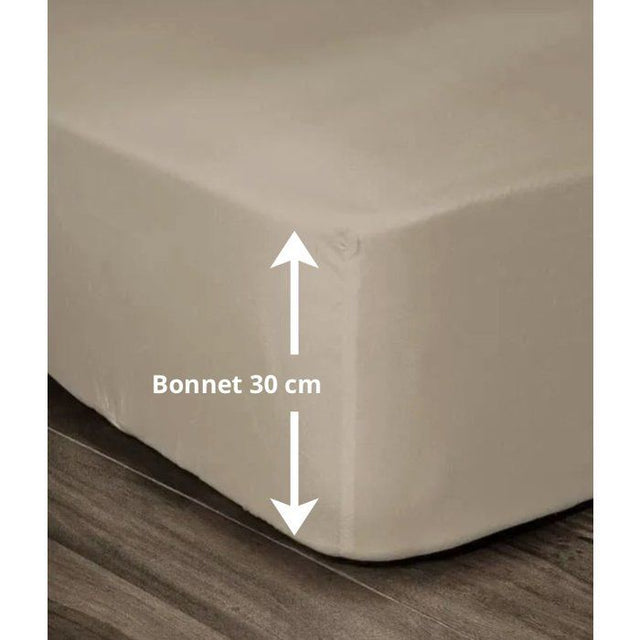 LOVELY HOME Drap Housse 100% coton 180x200x30 cm beige