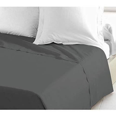 Drap Plat - LOVELY HOME - 100% coton - 240 x 300 cm - Gris Foncé