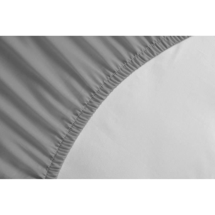 LOVELY HOME Drap Housse 100% Coton 140x190cm - Bonnet 35cm - Gris clair