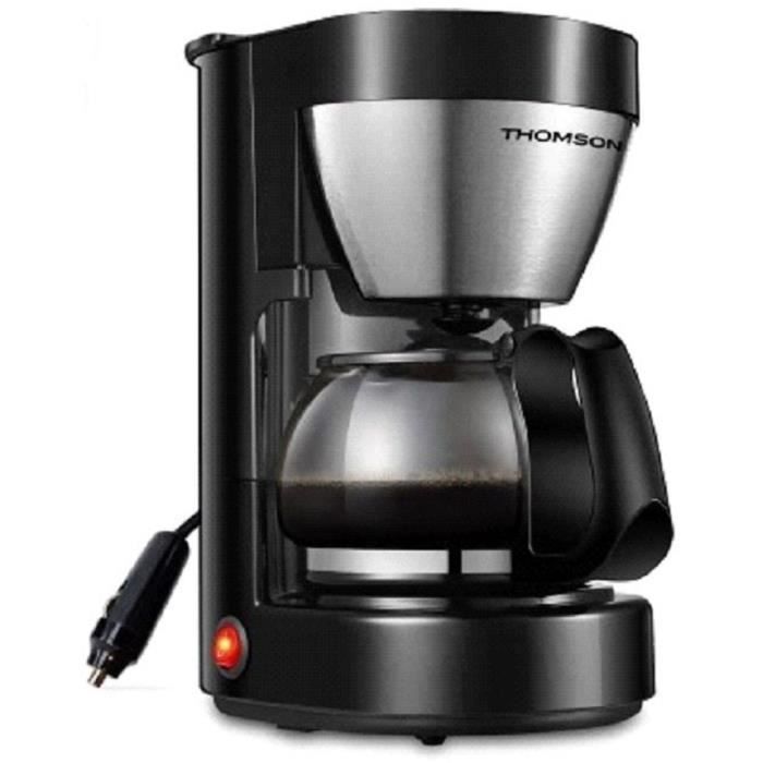 Cafetiere  12V- THOMSON -  0.65 L - 4/6 tasses - Puissance 170 W- Finition acier inoxydable - Maintien au chaud automatique