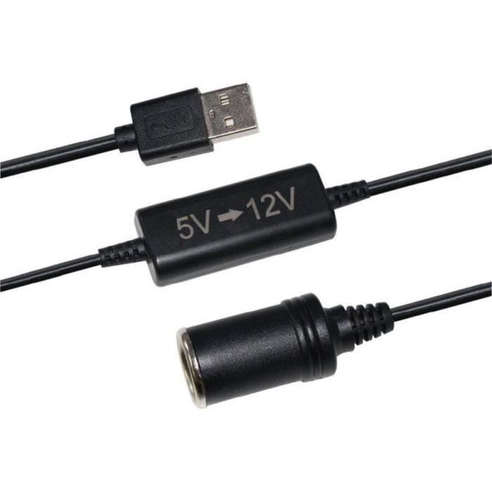 Convertisseur USB 5V vers 12V- HTC TECHNIC - Puissance 12 W - Longueur du câble 120 cm