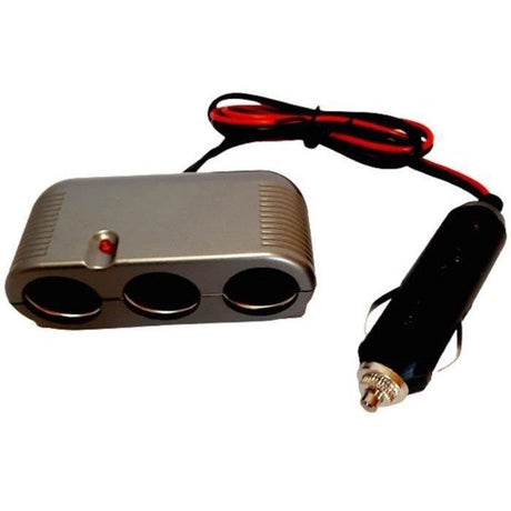 Triple prise allume-cigare 12/24V - HTC EQUIPEMENT - avec prise Haute puissance 10A et câble rouge 80cm