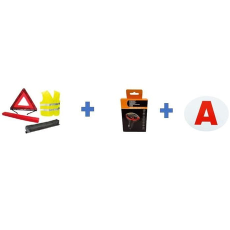 Pack sécurité jeunes conducteurs HTC EQUIPEMENTS-1 gilet de sécurité + 1 triangle + 1 transmetteur FM + 1 disque électrostatique A