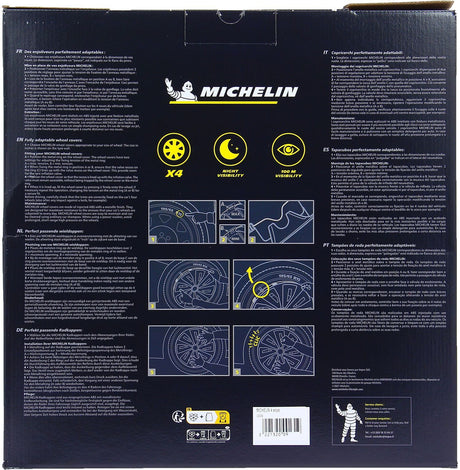 Lot de 4 enjoliveurs gris métallisés - MICHELIN - 16 pouces - Fixation simple par clips - NVS 42 pastille réflechissante