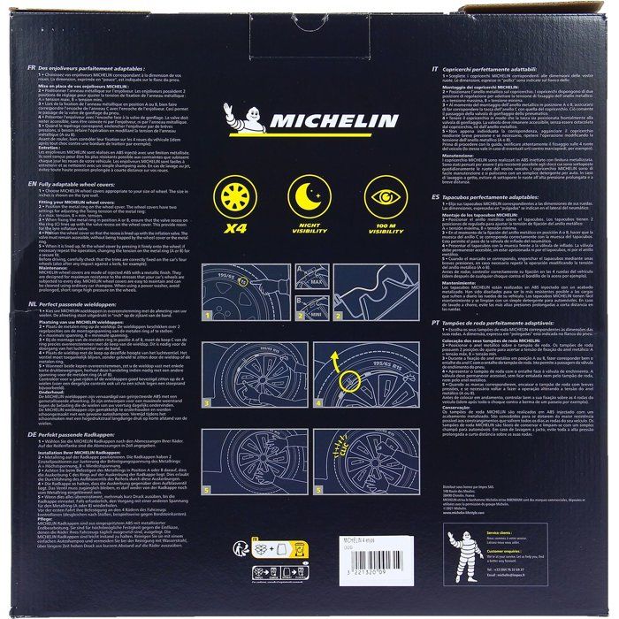 MICHELIN Enjoliveur 17 NVS 3D par 4 en boîte Noir