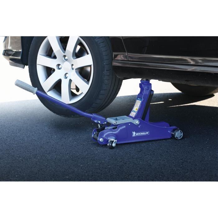 Cric hydraulique rouleur levage maximum 1.8T hauteur 105mm a 350mm - MICHELIN - Roues pivotantes - Poignée de levage rotative 360°