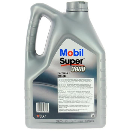 Huile moteur 5W-30 Synthétique - MOBIL - Super 3000 - Formula-P -bidon 5L -  haute performance - ACEA C2 - API SN